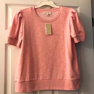 Michael Kors Pleated Puff Sleeve Sweatshirt Top